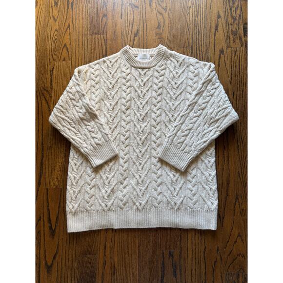 SOLD---ARITZIA The Group Cable Knit Wool Sweater Scandi Minimalist Old Money - Picture 9 of 10